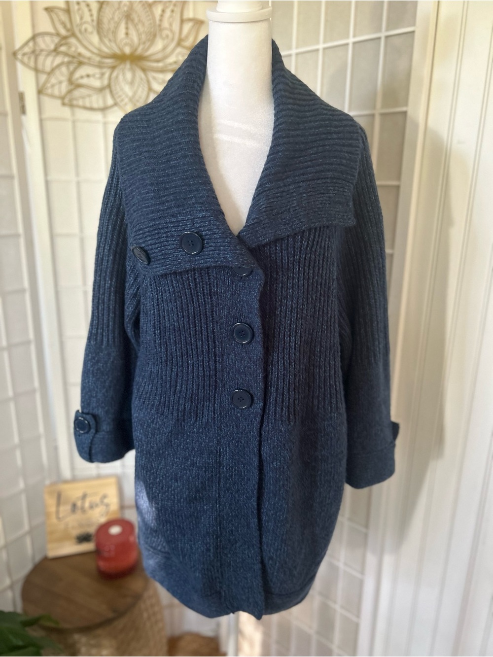 Fashion Bug 2X Blue Oversized Duster Cardigan